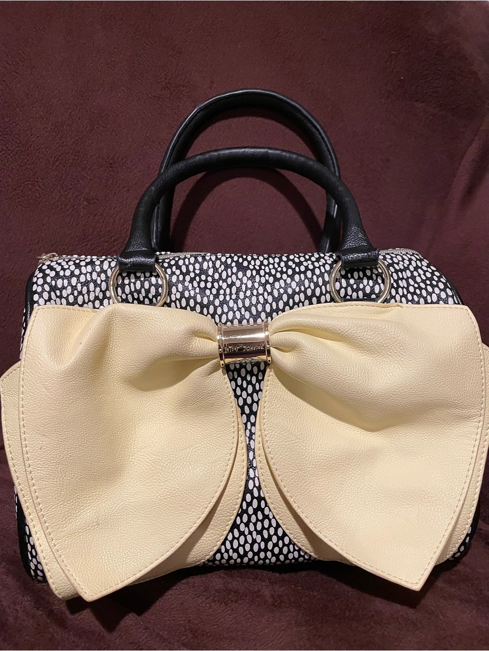 Betsey Johnson polka dot yellow bow purse
